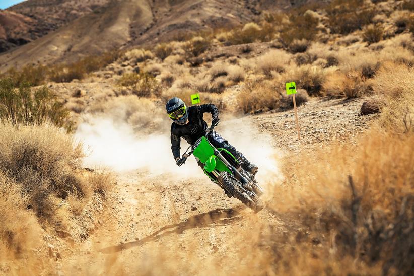 The Kawasaki KX250 is put through its paces over rough terrain