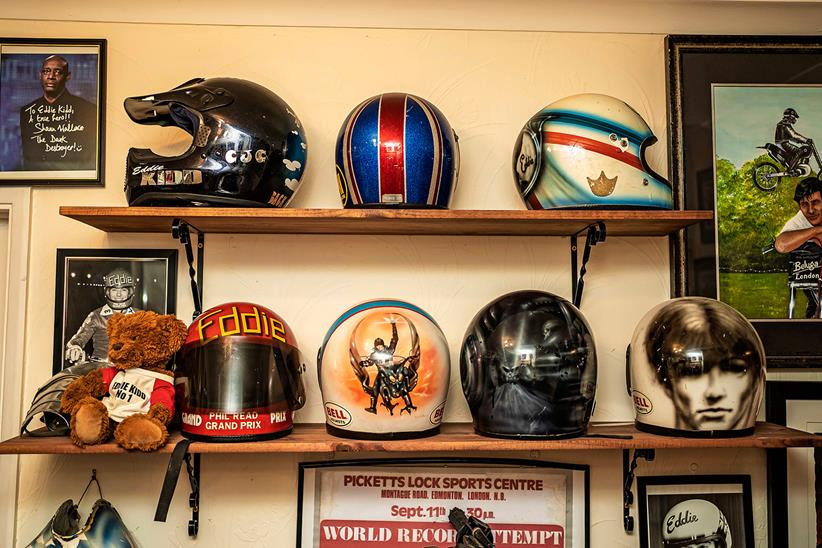 Eddie Kidd's helmets