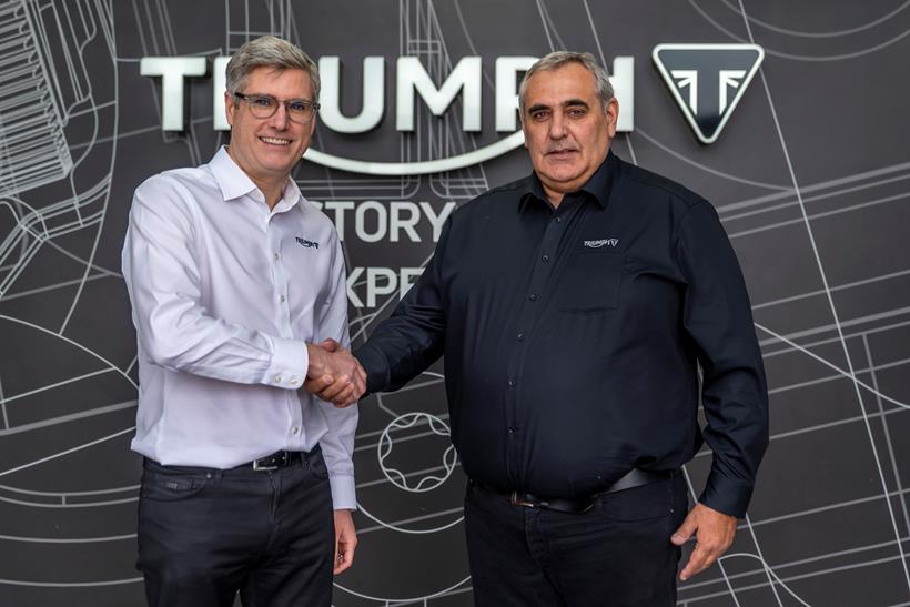 Triumph CEO, Nick Bloor and team owner Thierry Chizat-Suzzoni join forces