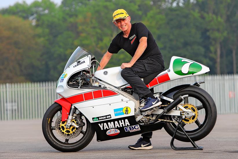 Bruce Dunn with his championship winning Yamaha TZ250