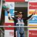 Glenn Irwin celebrates his victory at Brands Hatch on the podium