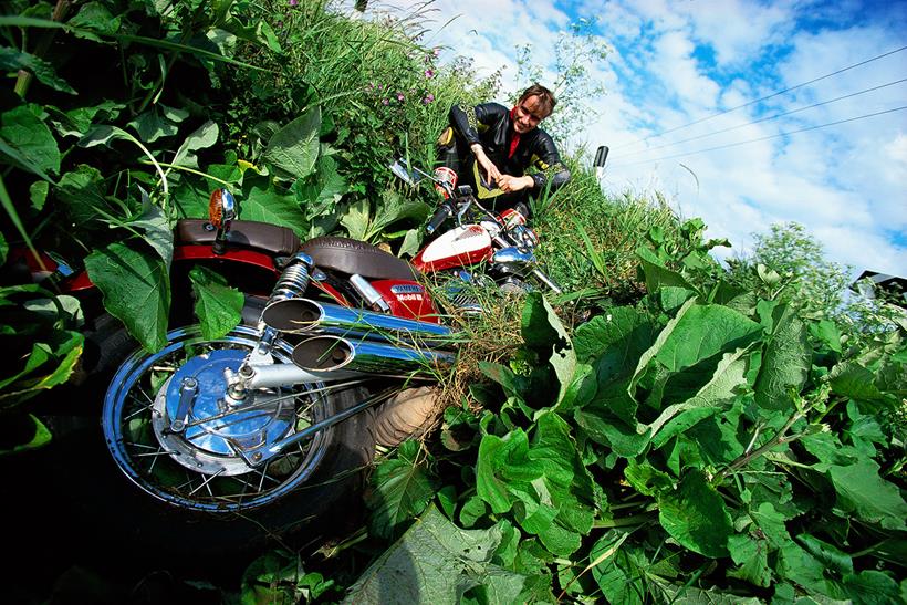 Motorcycle crashed into field