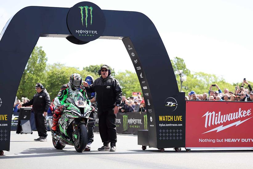 Peter Hickman (Gas Monkey BMW) on the start line of the Senior TT at TT2022 (Credit: Stephen Davison)