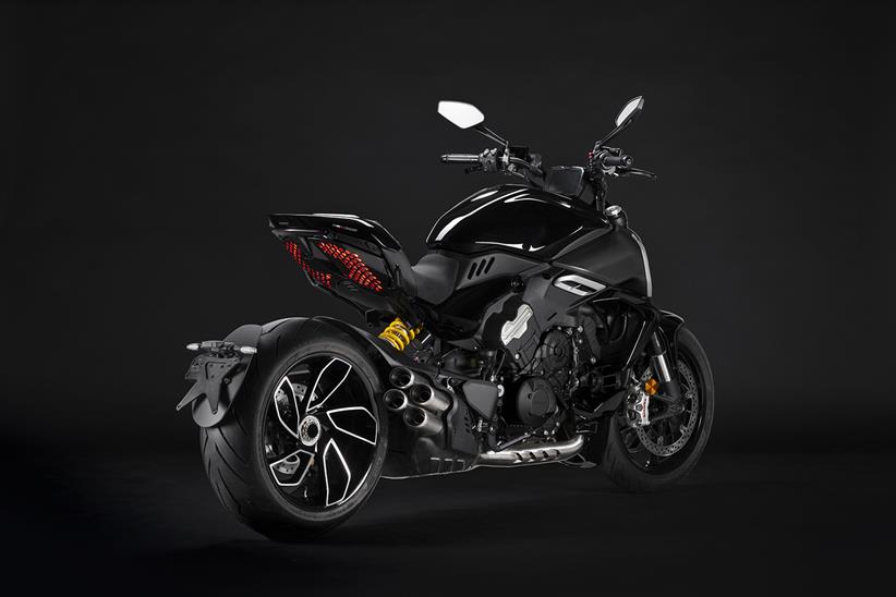 A rear end shot of the 2023 Ducati Diavel V4