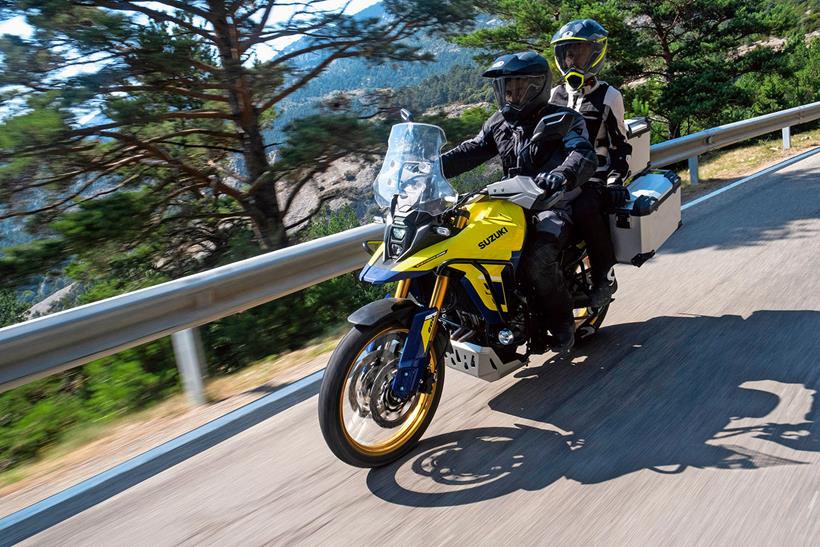 The off-road focused Suzuki V-Strom 800DE shown in Champion Yellow