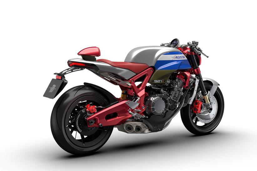 The MV Agusta 921 S has an oversized rear swingarm below a single seat