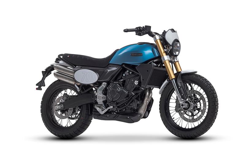 The Fantic Caballero 700 Scrambler will come in two colours, red and this blue