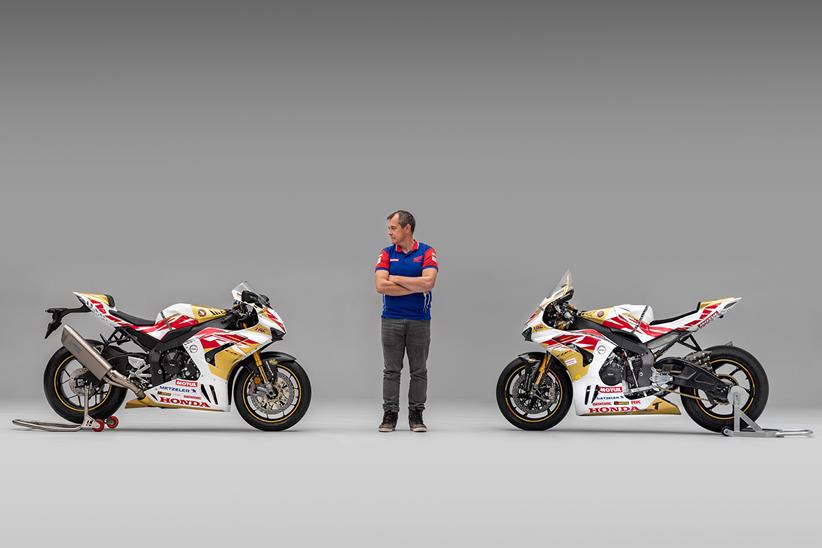 John McGuinness compares his actual race bike with the replica