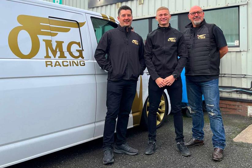 Ryan Vickers with OMG Racing Manager Paul Curran and Owner Alan Gardner