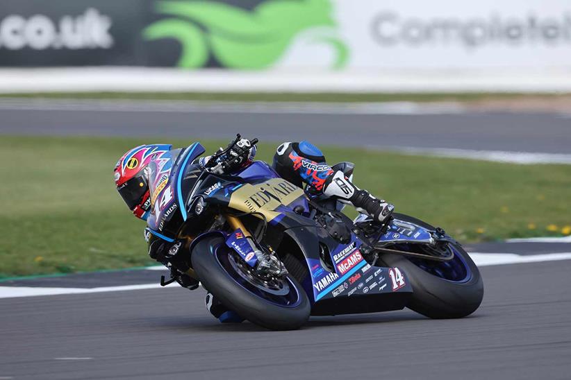 Tim Neave in action at Silverstone in the National Superstock Championship