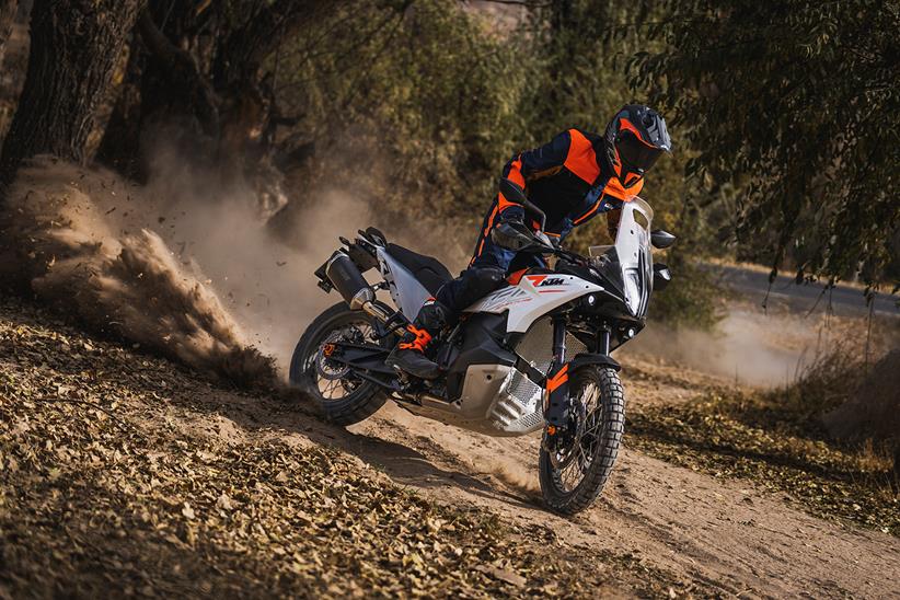 Sliding the rear wheel on the 2023 KTM 790 Adventure