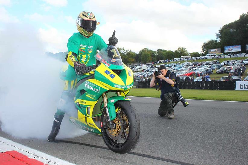 Tarran Mackenzie celebrates his British Supersport title in 2016