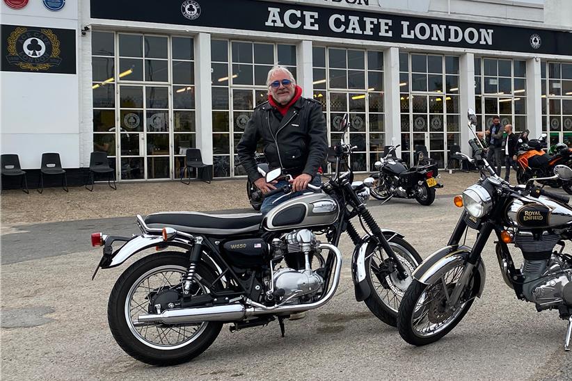 Paul has a range of motorcycles, including this Kawasaki W650