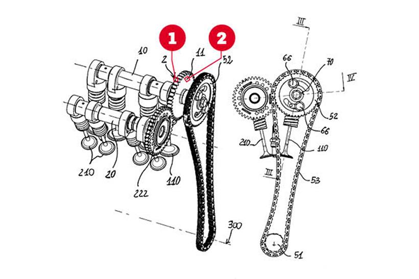 Aprilia VVT diagram showing camshaft and timing