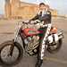 Robbie Knievel sitting on a Harley-Davidson