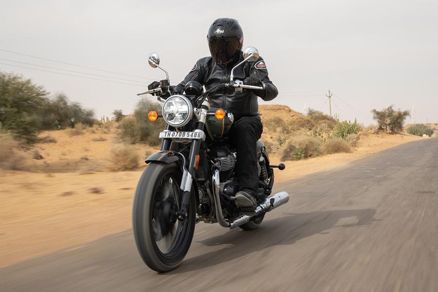 Royal Enfield Super Meteor 650 front on the road