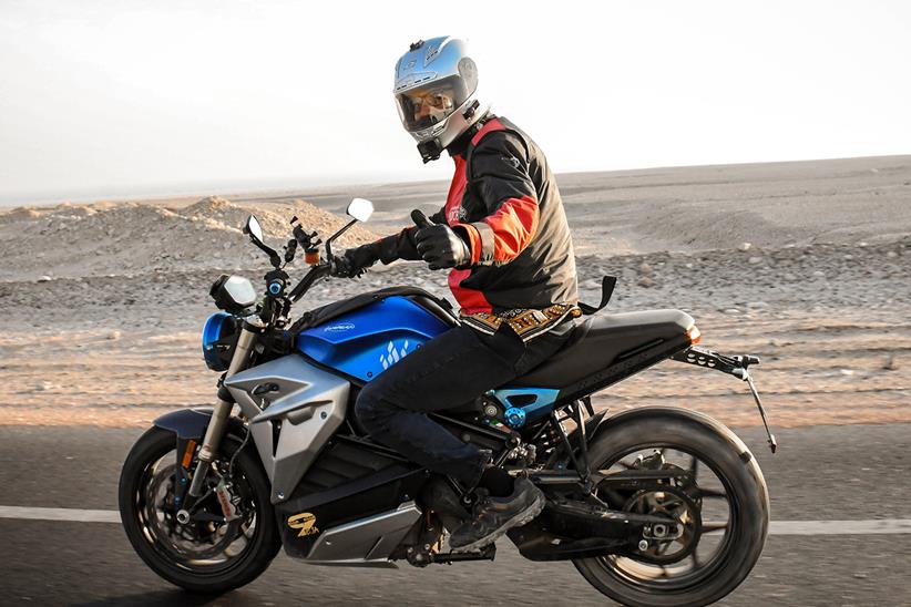 Record-setter Ali Abdo rides his Energica Eva EsseEsse9