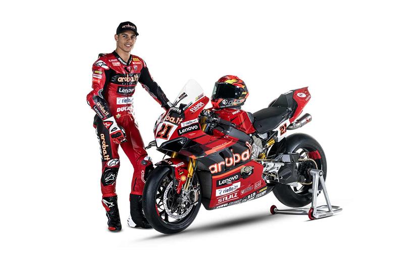 Michael Ruben Rinaldi next to his 2023 Ducati V4 R