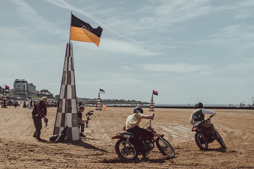 Cornering on a beach race on the sand