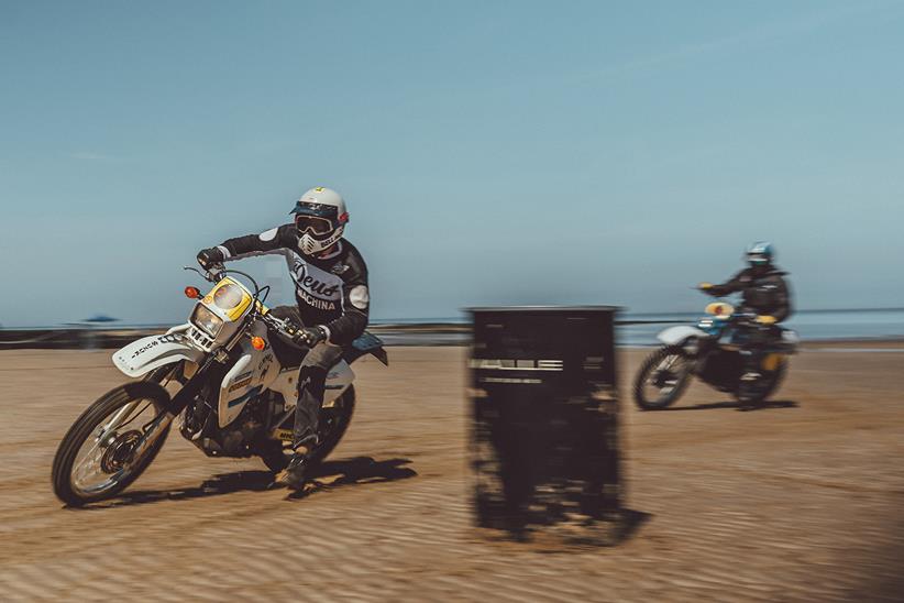 Riders racing retro bikes on Margate beach