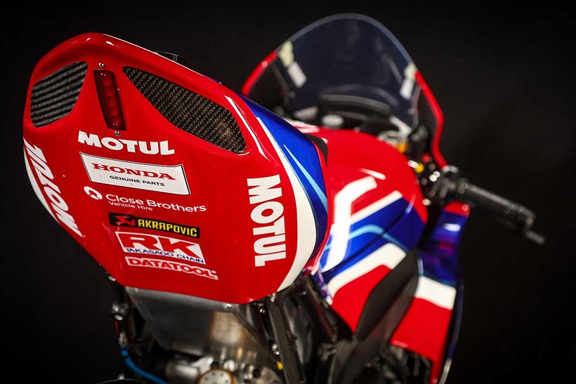 Rear shot of the 2023 Honda Racing UK BSB livery