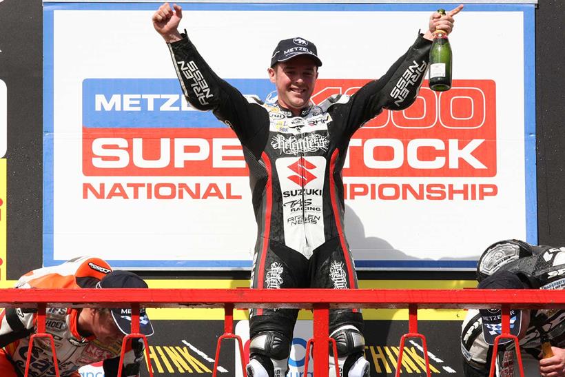 Alastair Seeley celebrates becoming Superstock champion in 2009