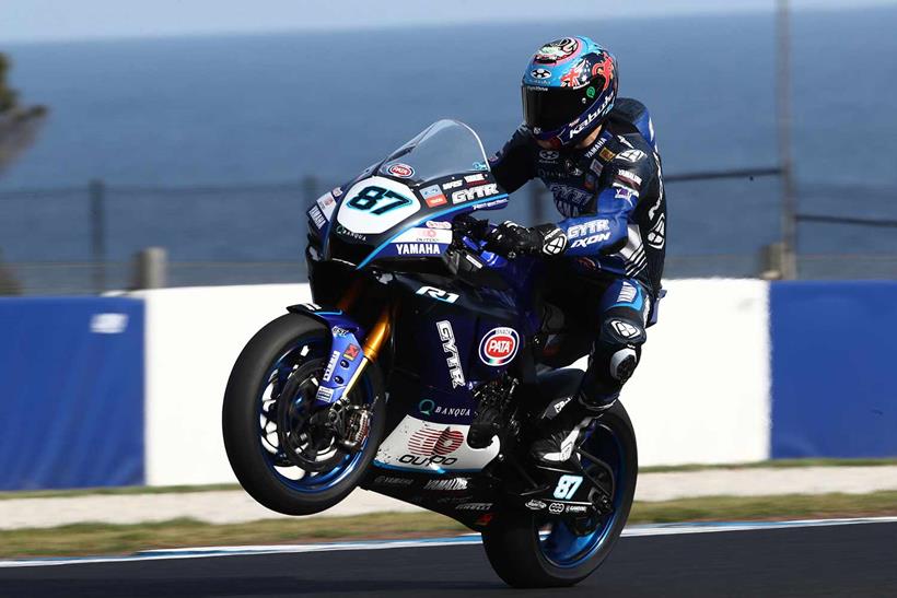 Remy Gardner pulls a wheelie at Phillip Island