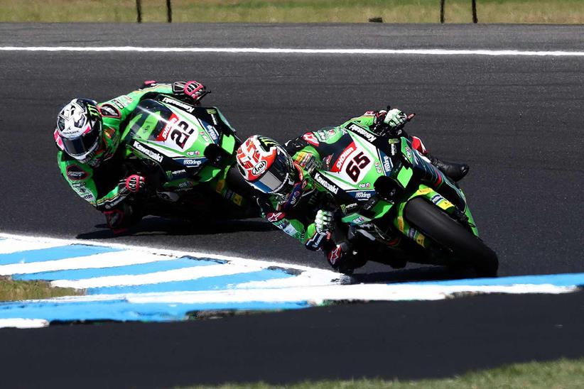 Kawasaki's Jonathan Rea and Alex Lowes at Phillip Island