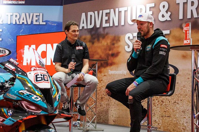 Peter Hickman speaks to Michael Guy at the Devitt Insurance MCN London Motorcycling Show