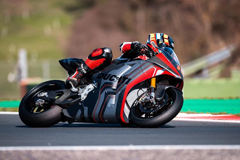 Ducati's MotoE bike on track