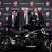 Ducati bosses and Italian dignitaries pose with the Diavel V4