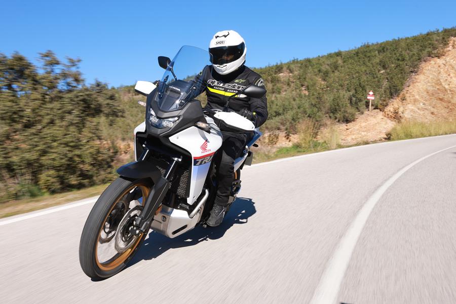 2025-on Honda XL750 Transalp front shot riding towards camera