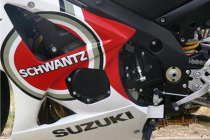 The stolen Suzuki has been signed by Schwantz