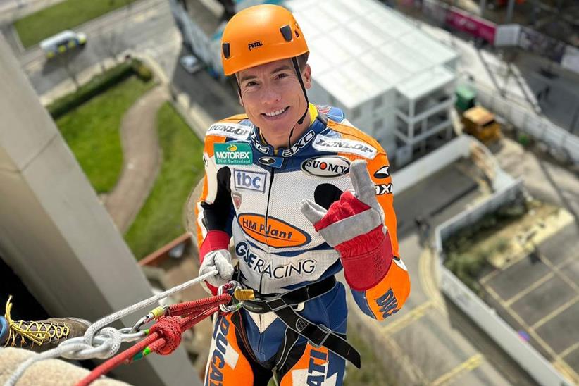 James Toseland completed the abseil in Sheffield