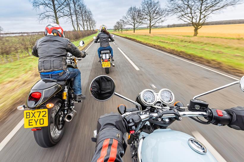 An onboard shot from the Triumph Bonneville