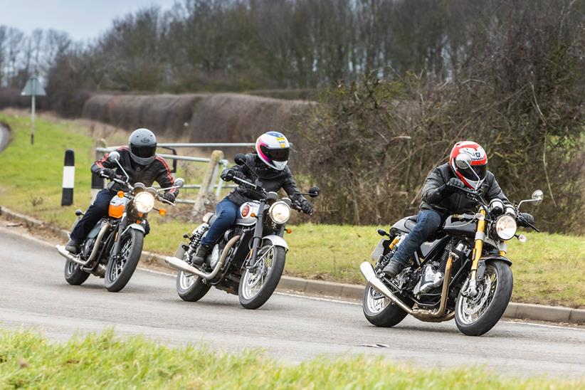 Riding modern British retro motorcycles on the road