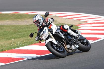 Supersport star Alistair Seeley tests GSR750 at Brands