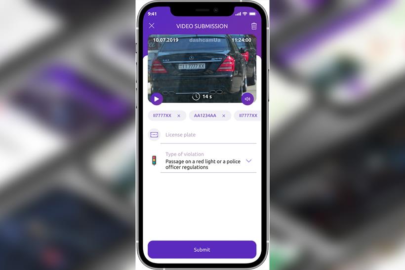 Reporting an offence through the DashcamUa app