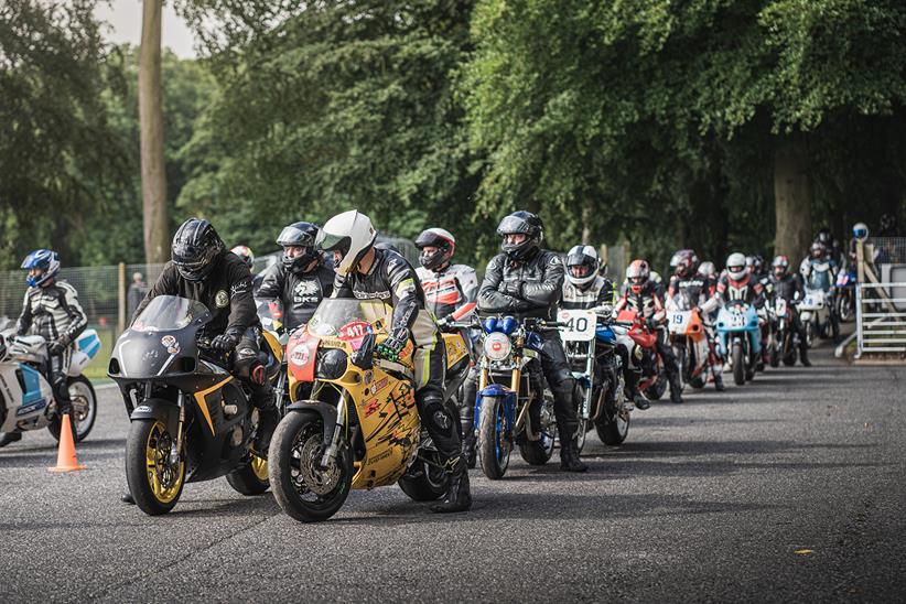 Classic Suzuki motorcycles in the Cadwell Park collection area