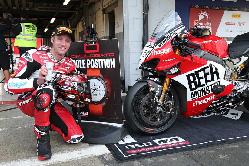 Tommy Bridewell celebrates pole position at Silverstone