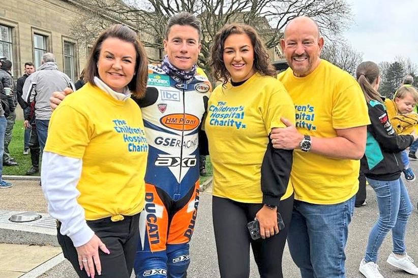 James Toseland poses with Sheffield Children's Hospital Charity Egg Run participants