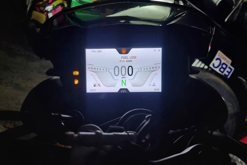 Triumph Street Triple 765 RS dash in day mode