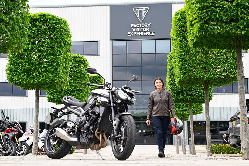 Emma Franklin and the Triumph STreet Triple 765 R at Hinckley