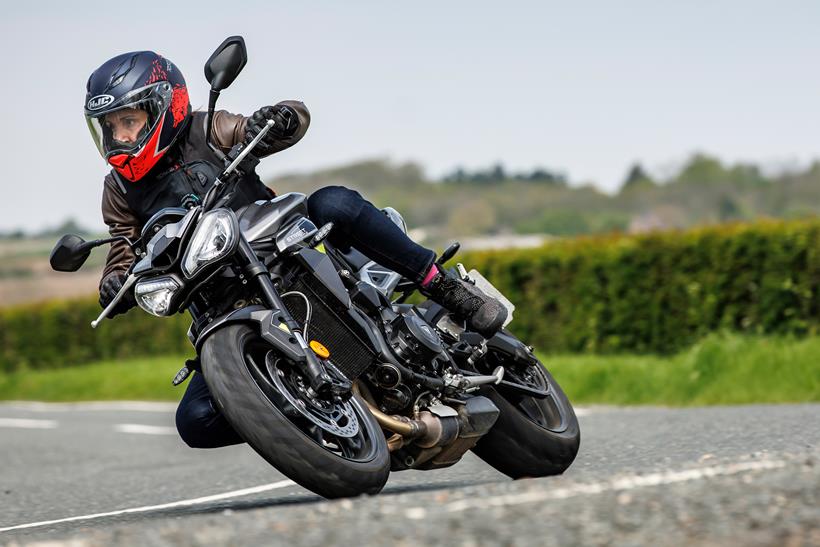 Triumph Street Triple 765 R cornering action