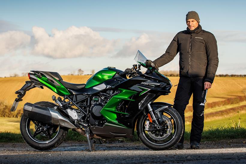 Michael Neeves with his long-term test Kawasaki H2 SX SE