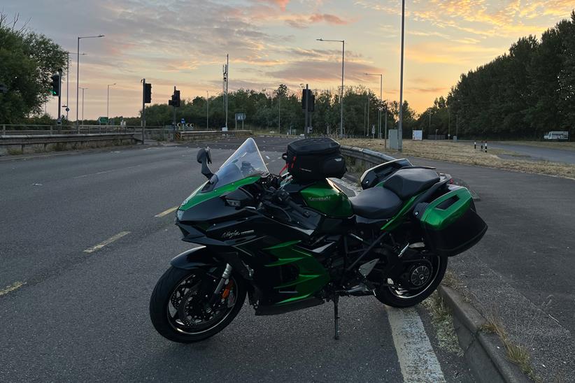 Kawasaki Ninja H2 SX SE long-term test bike at sunset