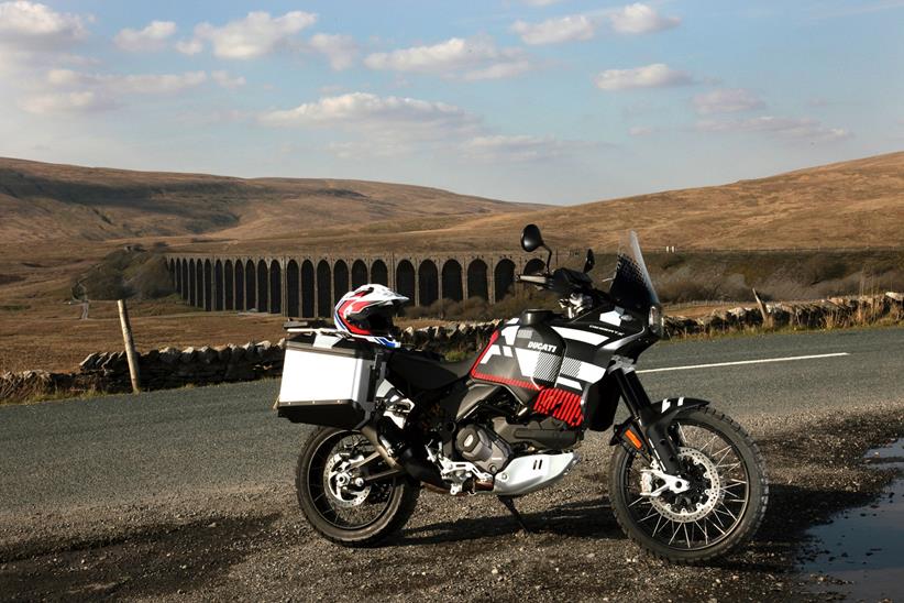 Ducati DesertX on road side