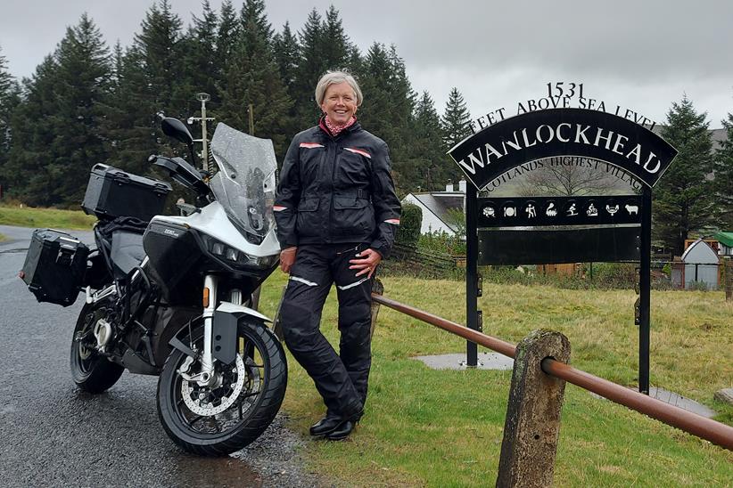 Ali Silcox in Scotland with the Zero DSR/X long-term test bike