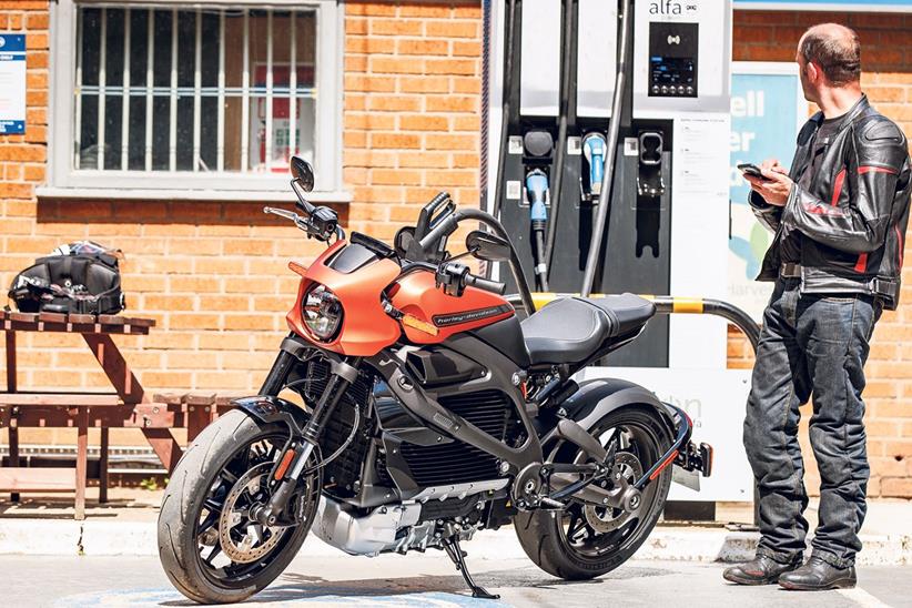 Charging an electric Harley-Davidson LiveWire