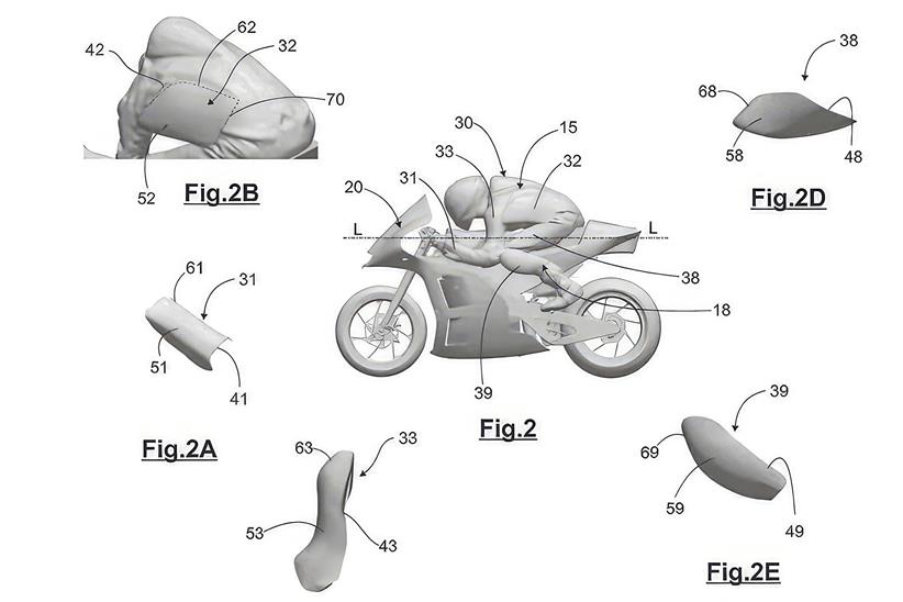 Design drawing of Aprilia's aero suit